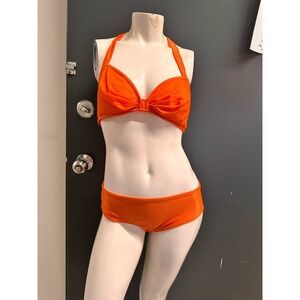 1970s vintage orange bikini by Gottex sz m 2 piece halter top